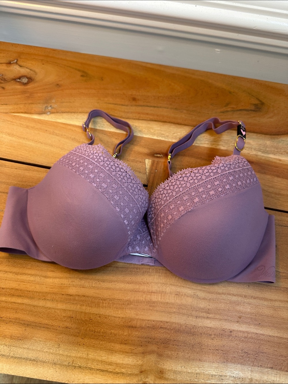 Victoria's Secret Mauve Lace-Trim Push-Up Bra